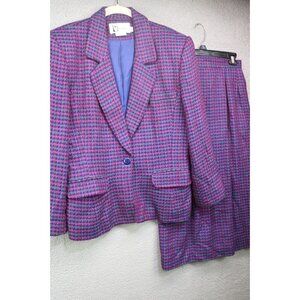 Prophecy Vintage Purple‎ Tweed Midi Shirt and Jacket Set-Size 8-Old Money-Office